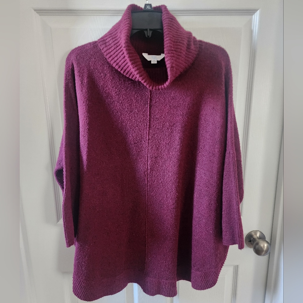 Time and TRU Burgundy Cowl Neck Tunic Sweater